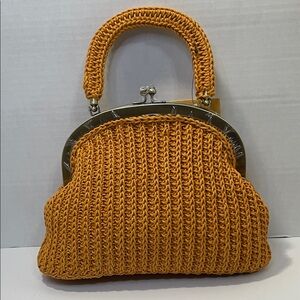 Patricia Nash Willow Top Sun Yellow Raffia Bag